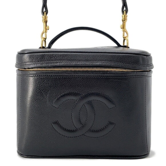 CHANEL Black Caviar Leather Logo Shoulder Bag - Picture 1 of 16